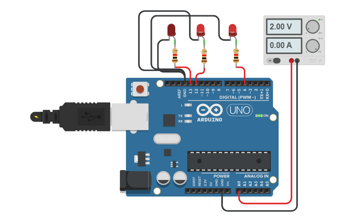 Circuit design ADC using Arduino - Tinkercad