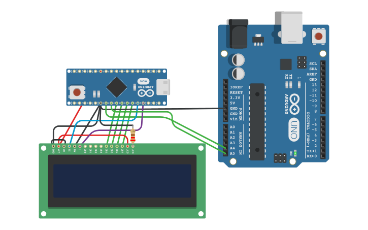 Circuit design I2C LCD (LiquidTWI2) emulator - Tinkercad