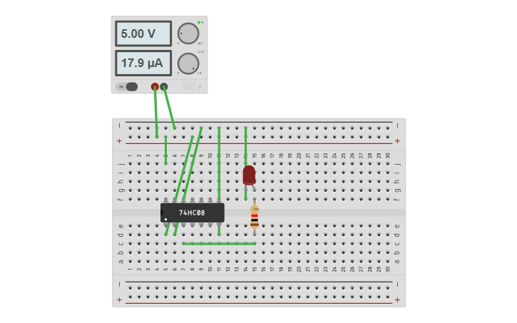 Circuit design 74LS08 - Tinkercad