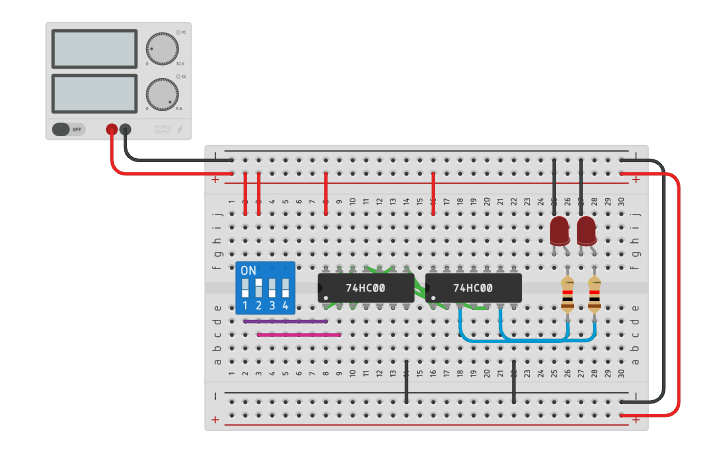 Circuit design Half subtractor using NAND gate | Tinkercad