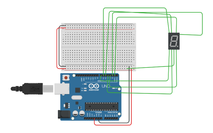 Circuit design 7-segment | Tinkercad