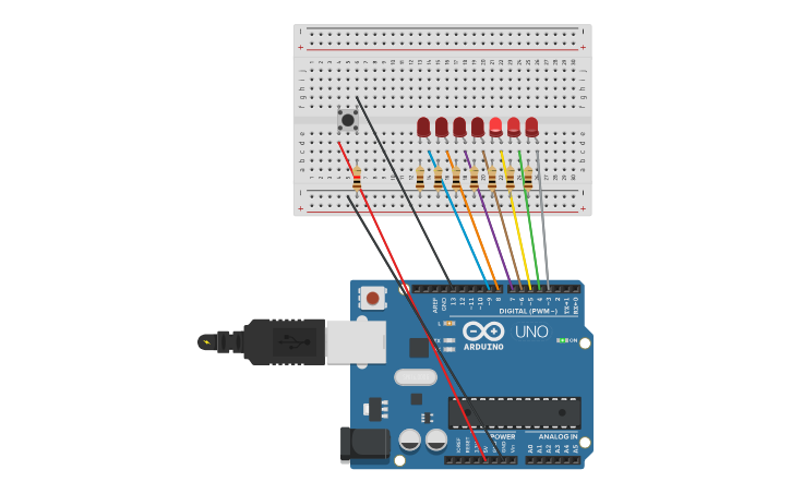 Circuit design Knight rider circuit - Tinkercad