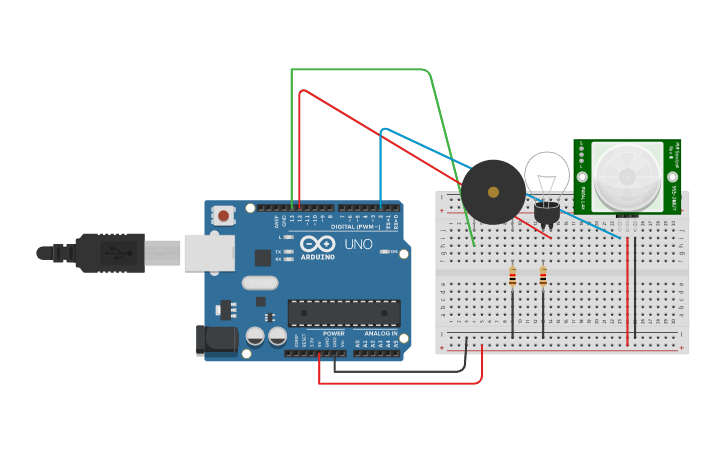 Circuit design ACTIVITY 1 -Q3. Security Alarm PIR Sensor | Tinkercad