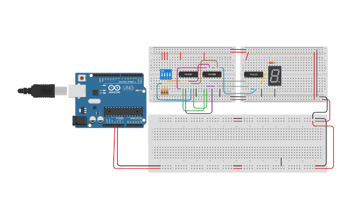 Circuit design Copy of Puertas Logicas | Tinkercad