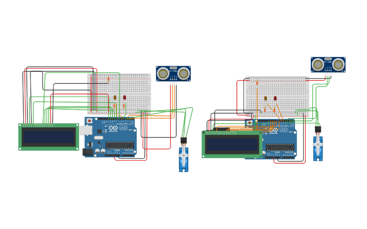 Circuit design Ultrasonic Sensor - Tinkercad
