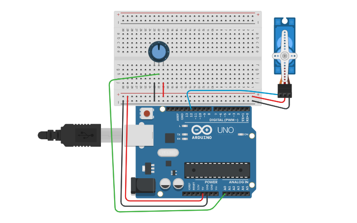 Circuit design Pot Controls Servo | Tinkercad