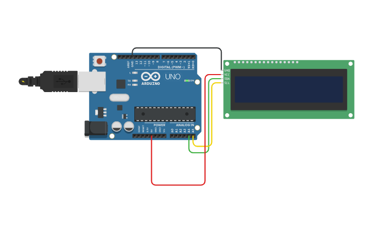 Circuit design Copy of LCD with I2C - Tinkercad