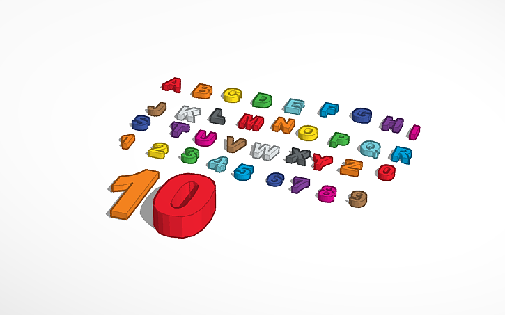 3D design NUMBERS AND LETTERS - Tinkercad