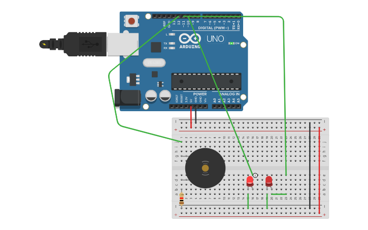 Circuit design Simple Piezo tone example | Tinkercad