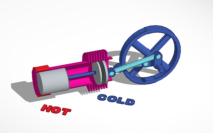 Beta Type Stirling Engine Mechanics Tinkercad