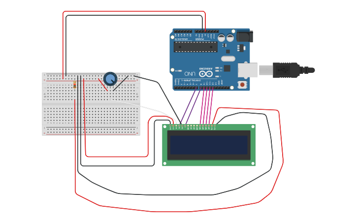 Circuit design Arduino 10-LCD 16x2 | Tinkercad