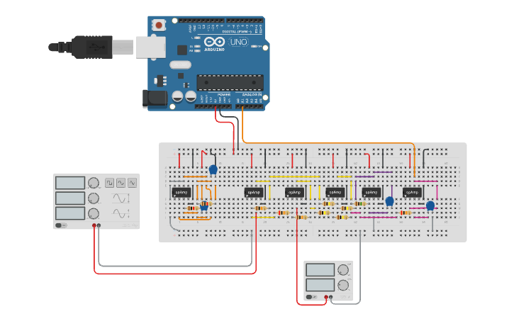 Circuit design Virtual Breadboard Assembly - Tinkercad