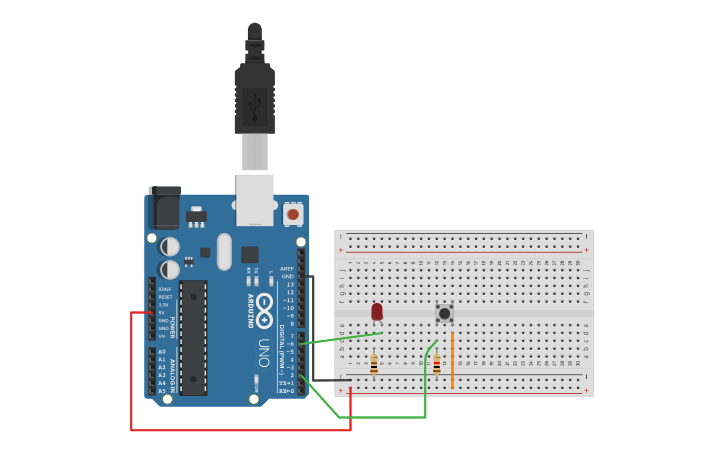 Circuit design Push button - Tinkercad