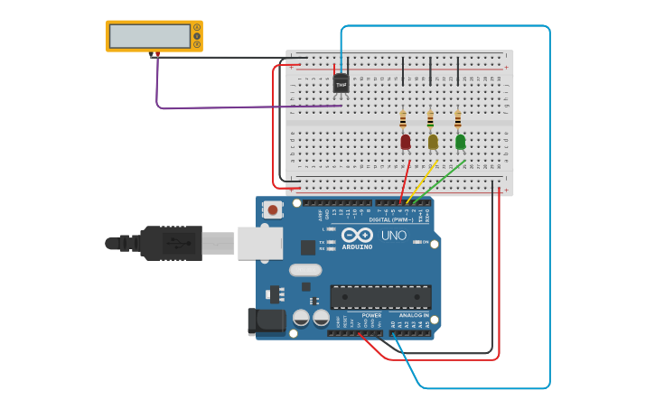 Circuit design Temperature Sensor - Tinkercad