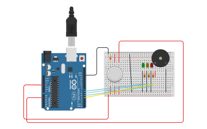 Circuit design Gas Sensor - Tinkercad