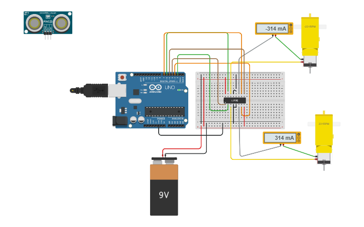 Circuit Design Dual Dc Motor - Tinkercad