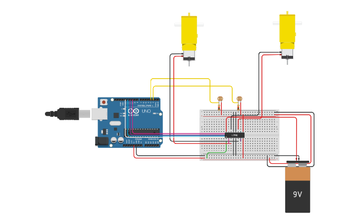 Circuit design Line Follower | Tinkercad