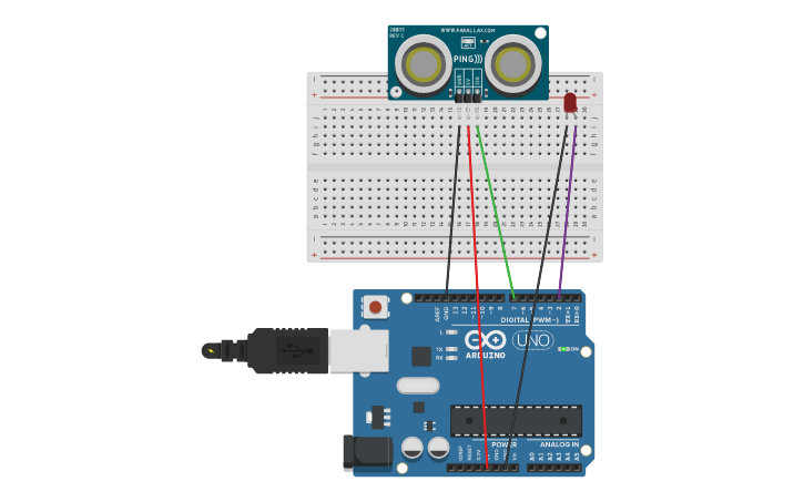 Circuit design Ultrasonic Sencer 63711003 - Tinkercad