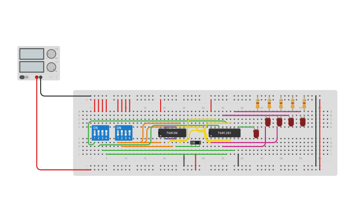 Circuit design 4 BIT ADDER/SUBTRACTOR | Tinkercad