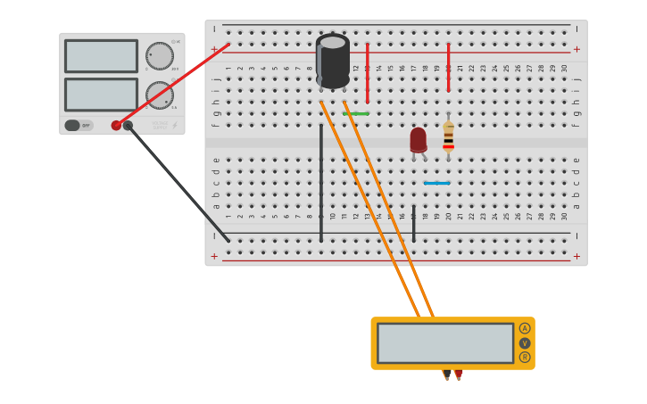 Circuit design Cap in Parallel | Tinkercad