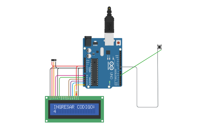 Circuit design Copy of LCD con boton (matriz 4x4) | Tinkercad