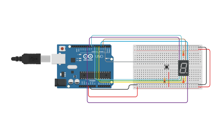 Circuit design 7 Segment Display - Tinkercad