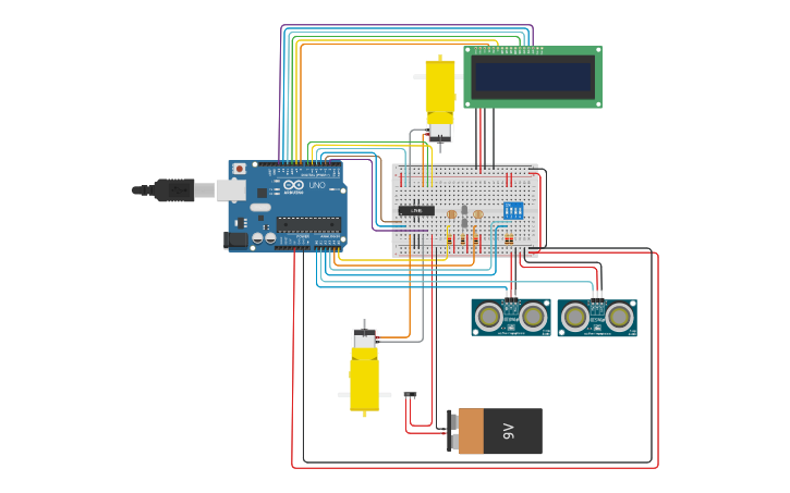 Circuit design Sumo Bot - Tinkercad