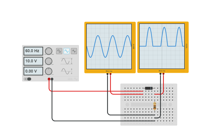 Circuit Design HALF WAVE RECTIFIER Tinkercad circuit-design-half-wave-rectifier-tinkercad
