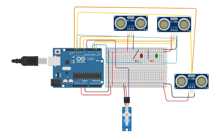 Circuit design Railway crossing - Tinkercad