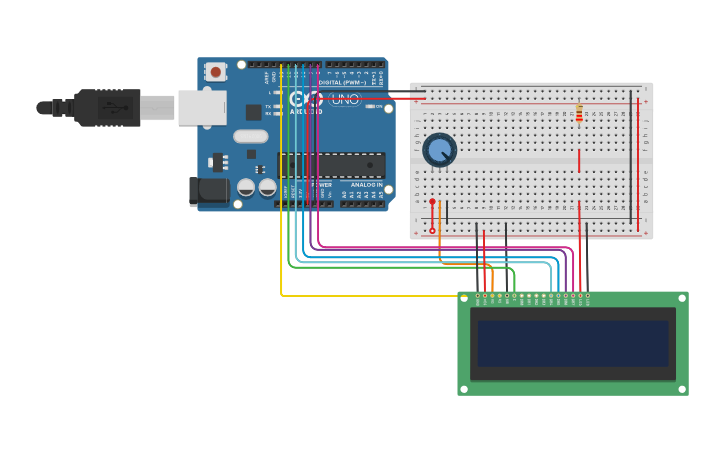 Circuit design Circuito LCD basico - Tinkercad