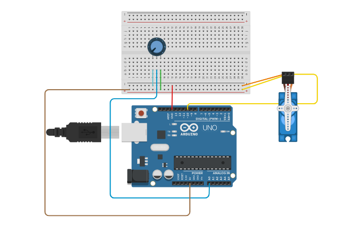 Circuit design ABUBAKAR Servo Motor with Potentiometer - Tinkercad