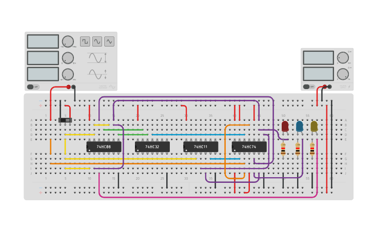 Circuit design Sequence Detector 111 using D F/F - Tinkercad