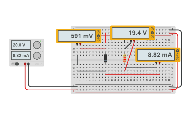 Circuit design Forward Bias - Tinkercad