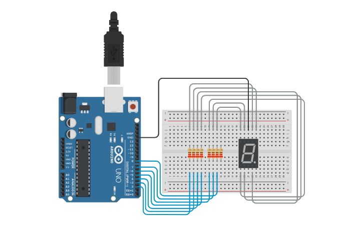 Circuit design Uno Countdown Timer - Tinkercad
