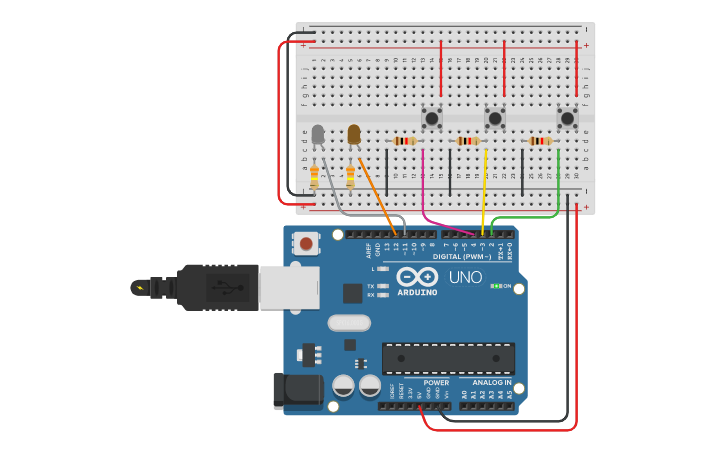 Circuit design SamD ritardo in Background | Tinkercad