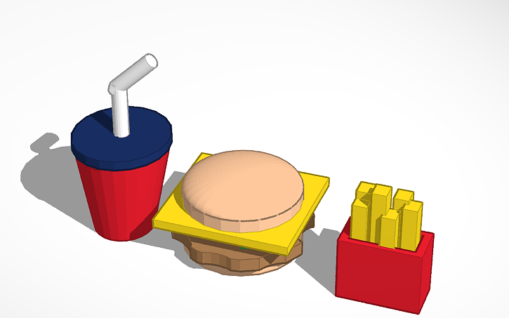 3D design Shake Burger Fries - Tinkercad