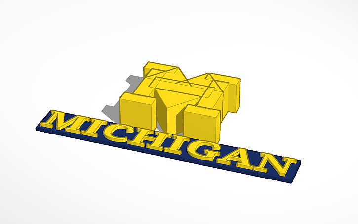 Michigan M Dxf File 3D design Michigan Block M | Tinkercad