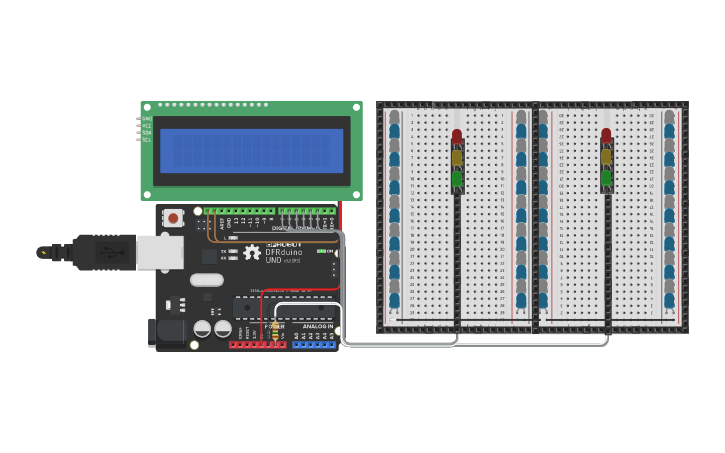 Circuit design TWO TRAFFIC LIGHTS - Tinkercad
