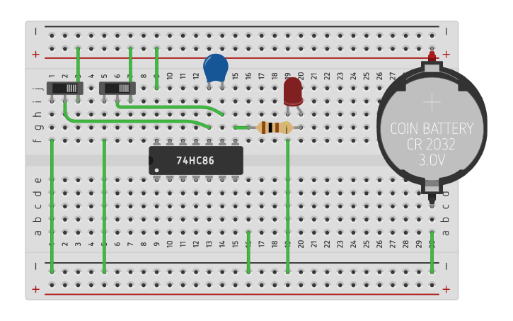 Circuit design XOR GATE - Tinkercad
