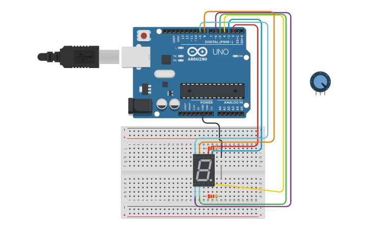 Circuit design 7 segment display with arduino - Tinkercad