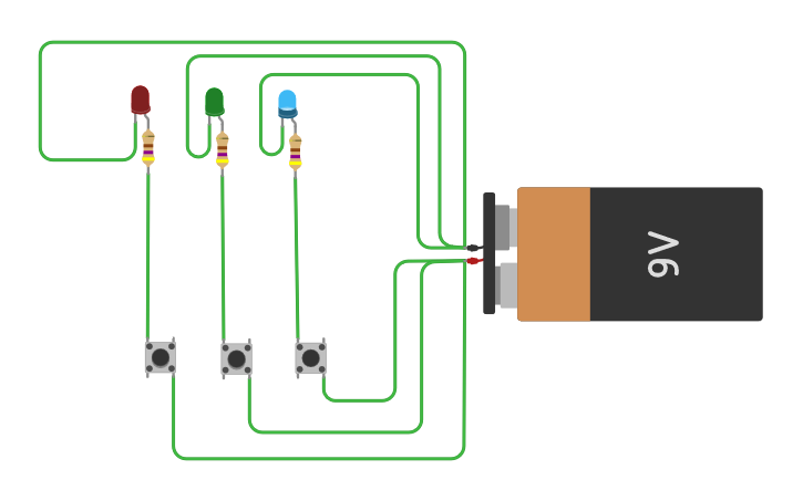 Circuit design Button && LED operation - Tinkercad