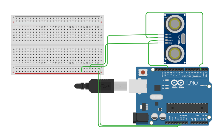 Circuit design Ultrasonic Sensor | Tinkercad