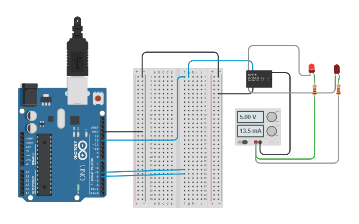 Circuit design Relay_switch blink_LED - Tinkercad