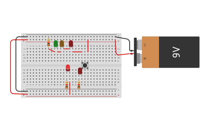Circuit design PUSH BUTTON CONTROLLED LED - Tinkercad