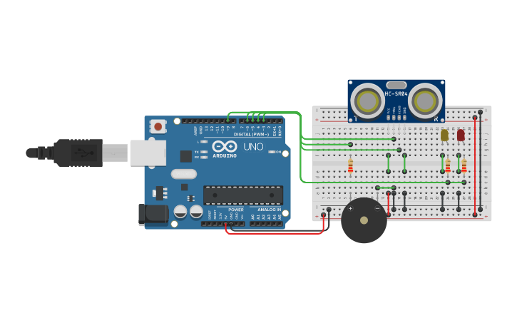 Circuit design Ultrasonic Sensor | Tinkercad