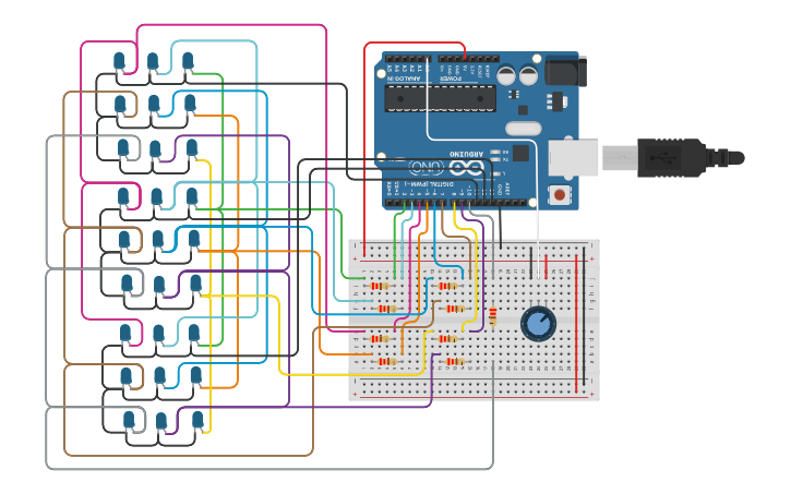 Circuit design LED Matrix - Tinkercad