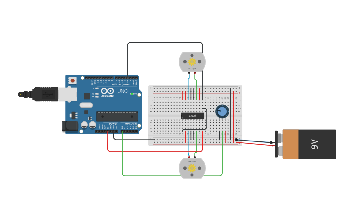 Circuit design motores - Tinkercad