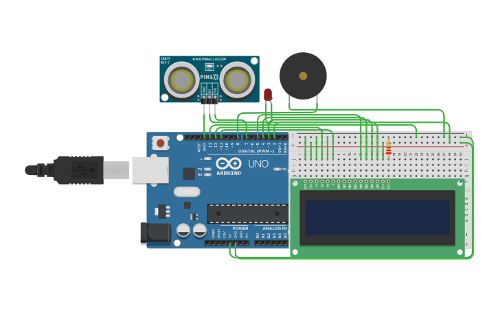 Circuit design Ultra Sonic Sensor - Tinkercad
