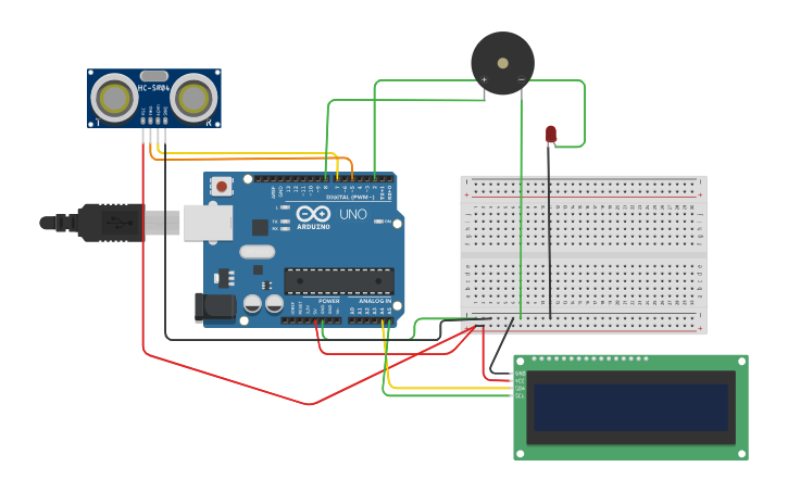Circuit design Program 7.Ultrasonic distance sensor - Tinkercad