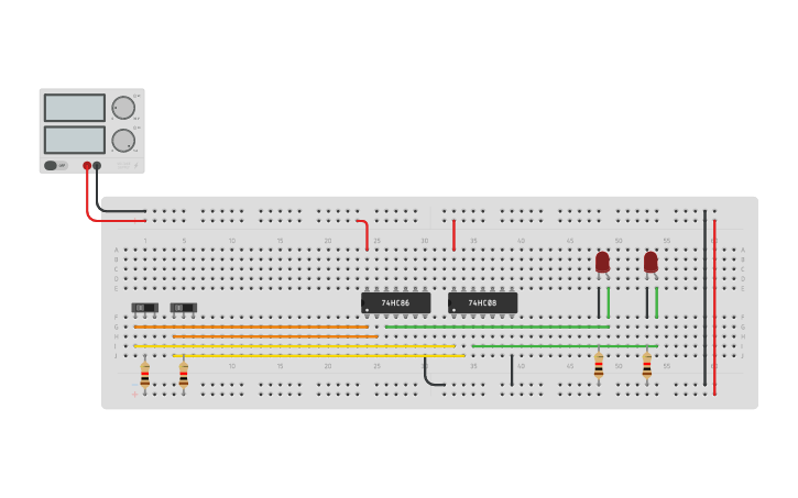 Circuit design HALF ADDER USING BASIC GATES - Tinkercad